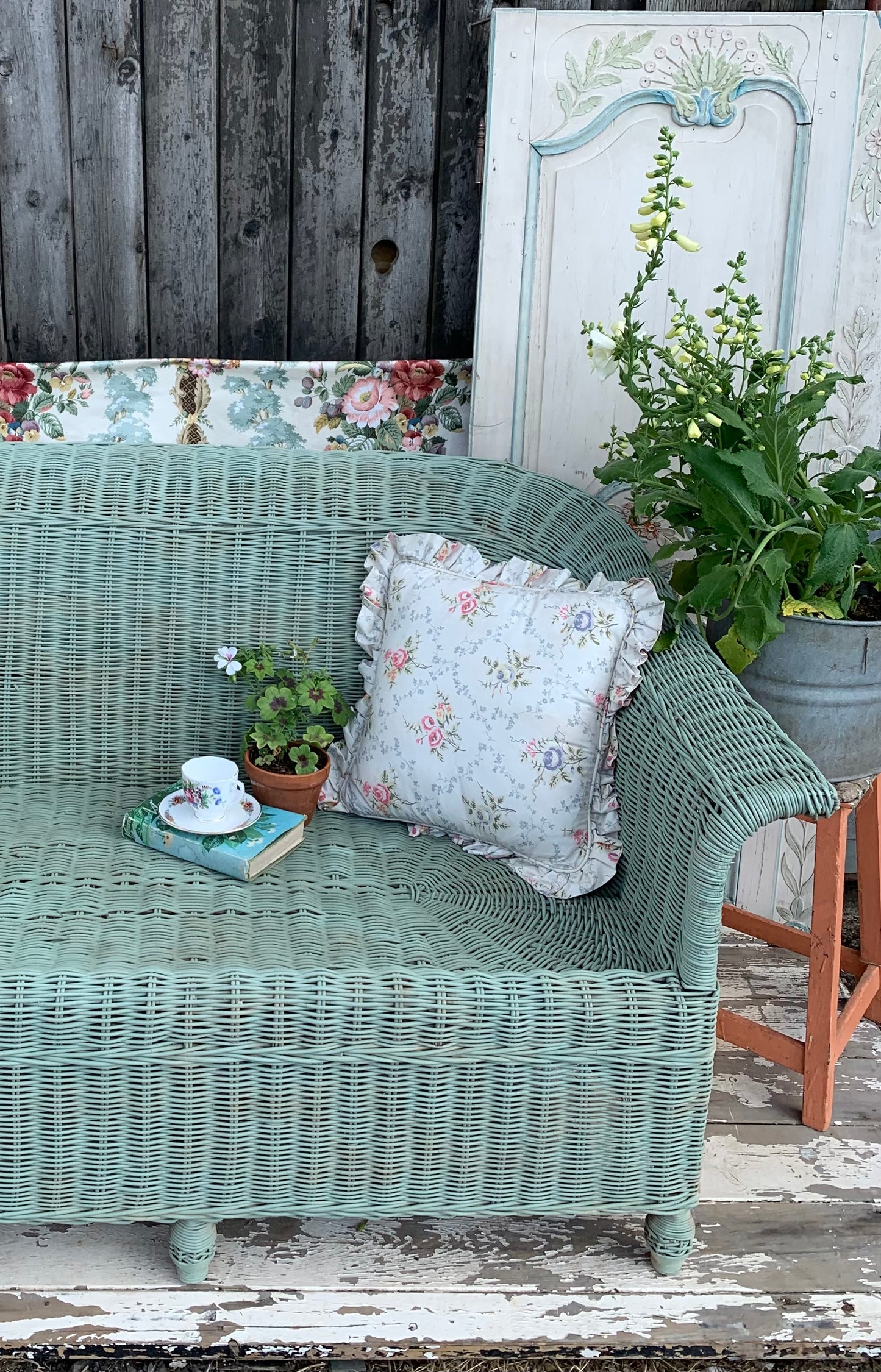 Wicker two seater sofa
