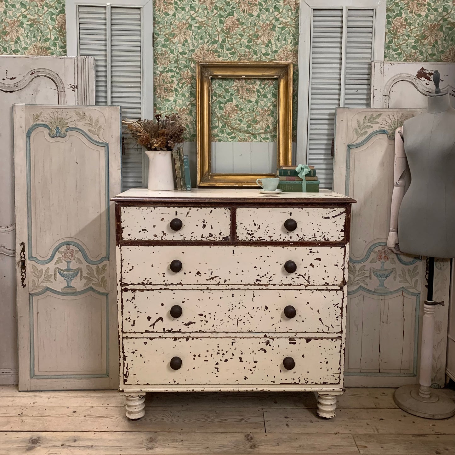 Large Chippy Paint Chest of Drawers - Dovetail Vintage Co