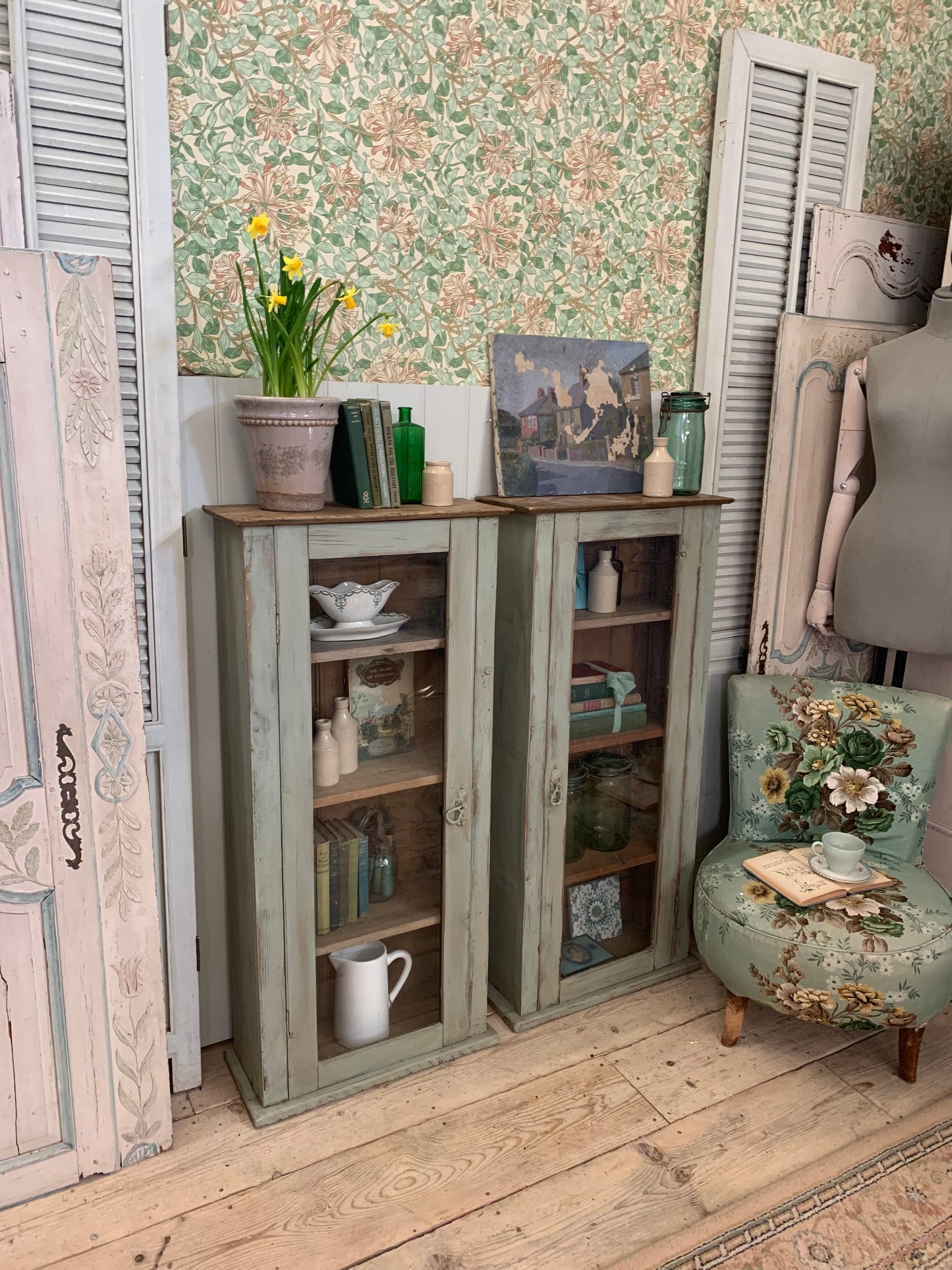 Pair of Glazed Cabinets - Dovetail Vintage Co