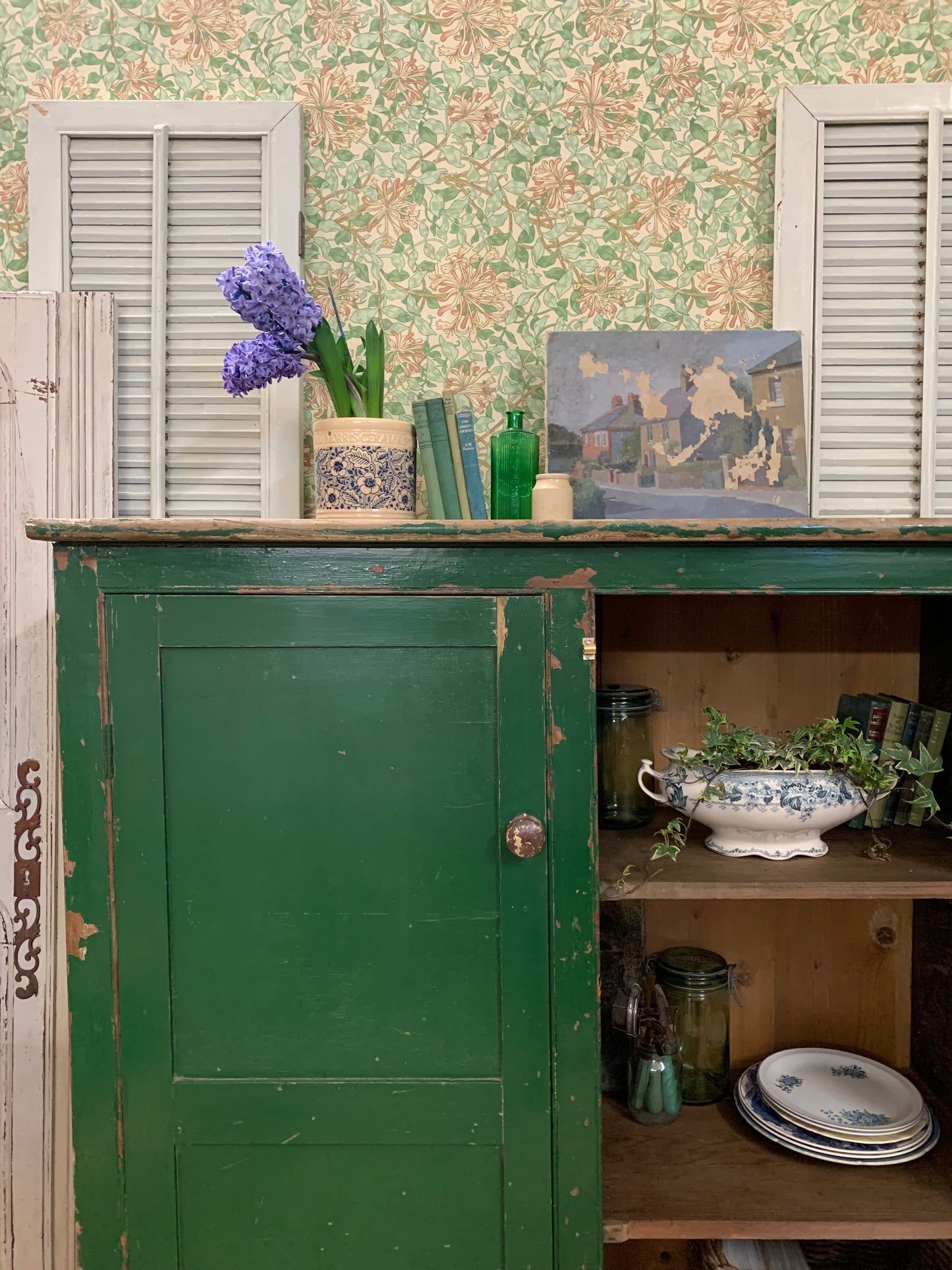 Green Chippy Paint Cupboard