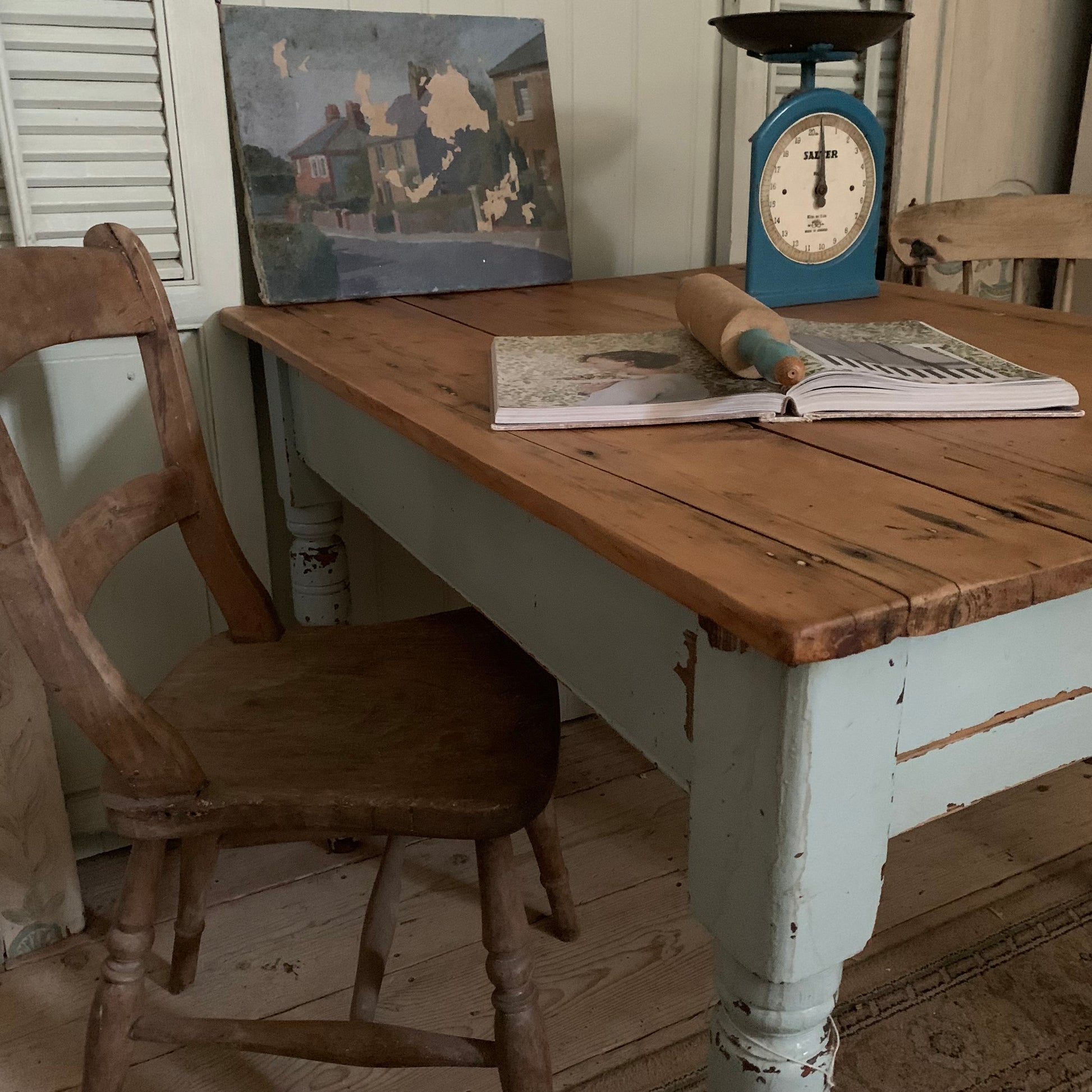 Blue Chippy Paint Table - Dovetail Vintage Co