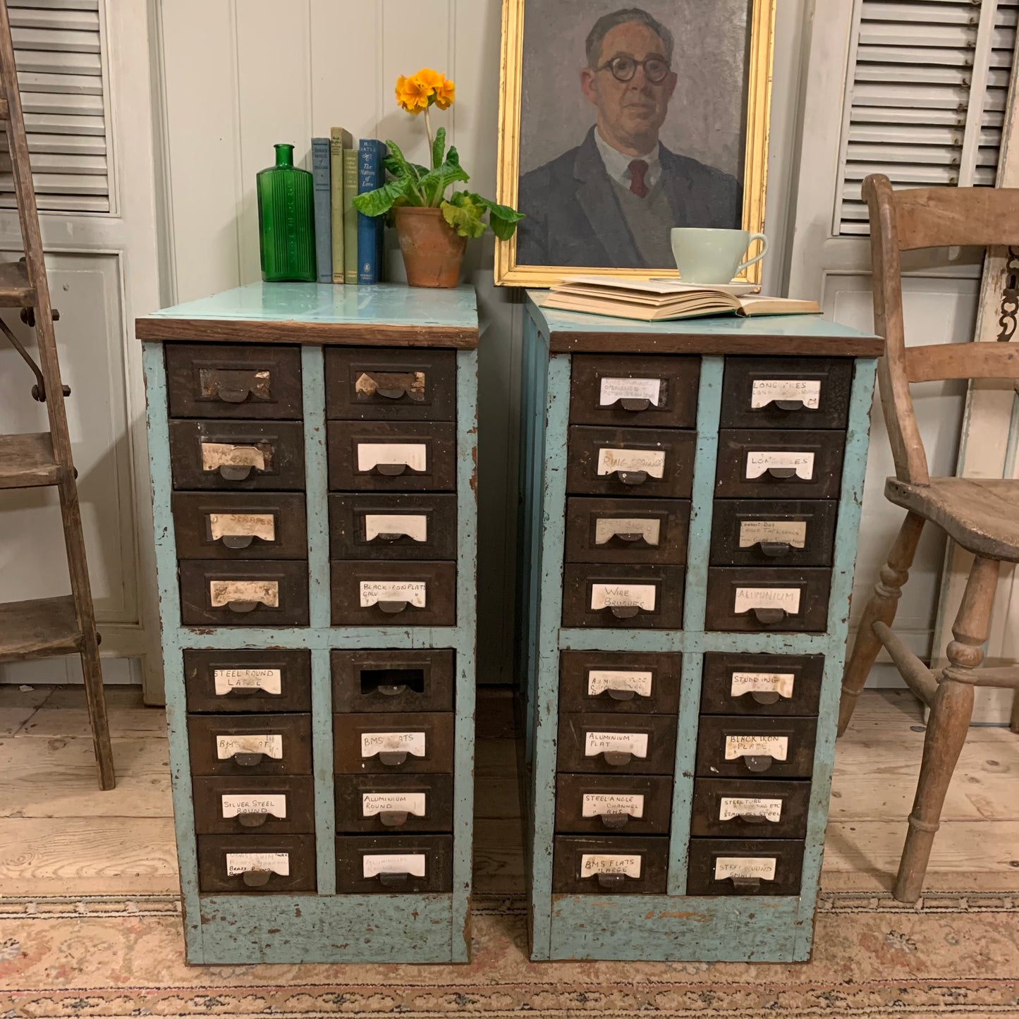 Pair of Chippy Paint Cabinets