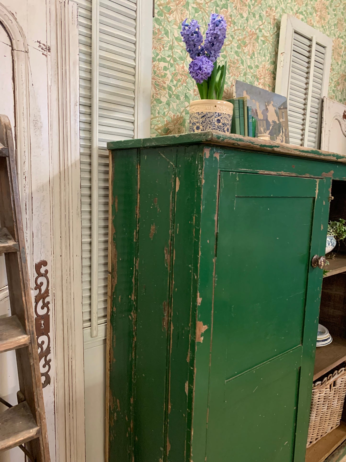 Green Chippy Paint Cupboard