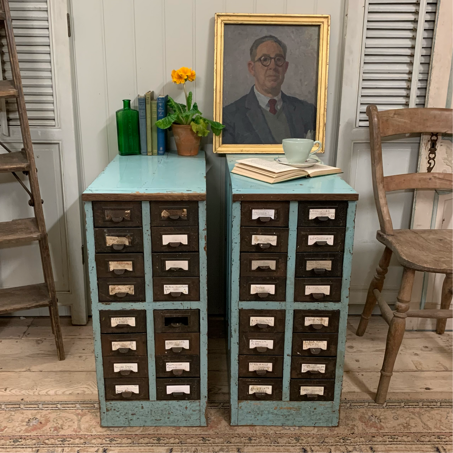 Pair of Chippy Paint Cabinets