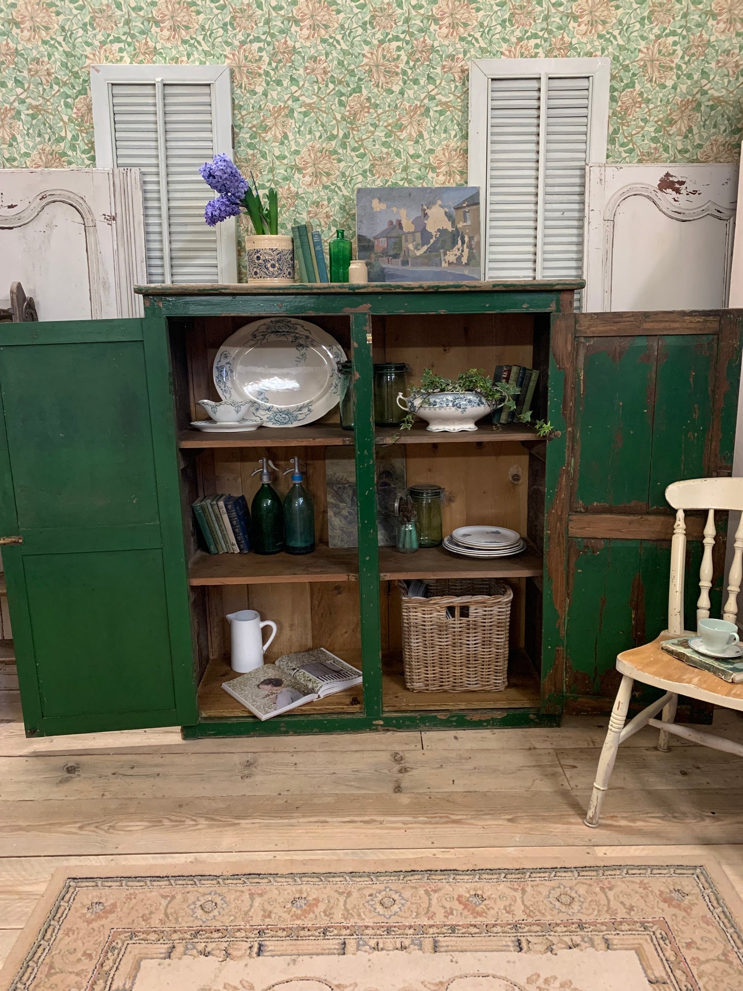 Green Chippy Paint Cupboard