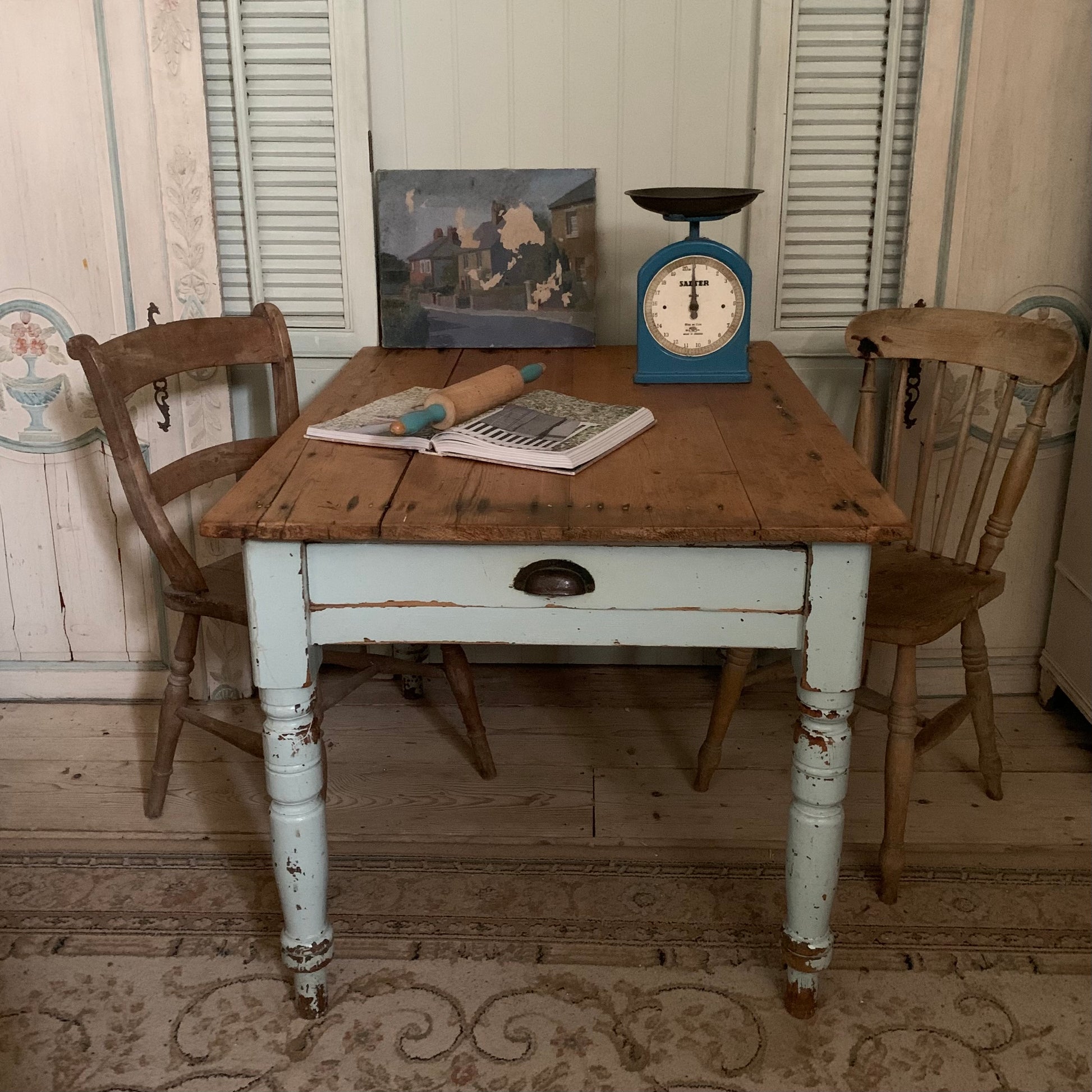 Blue Chippy Paint Table - Dovetail Vintage Co