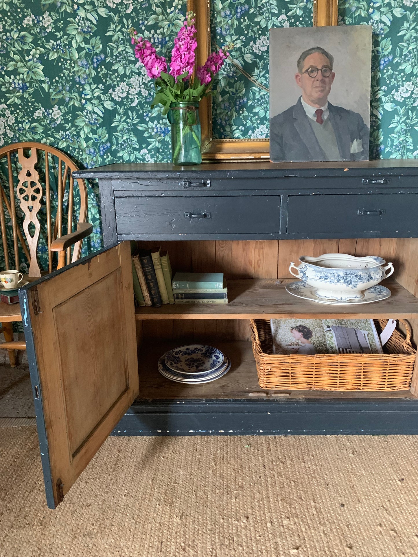 French Chippy Paint Cupboard - Dovetail Vintage Co
