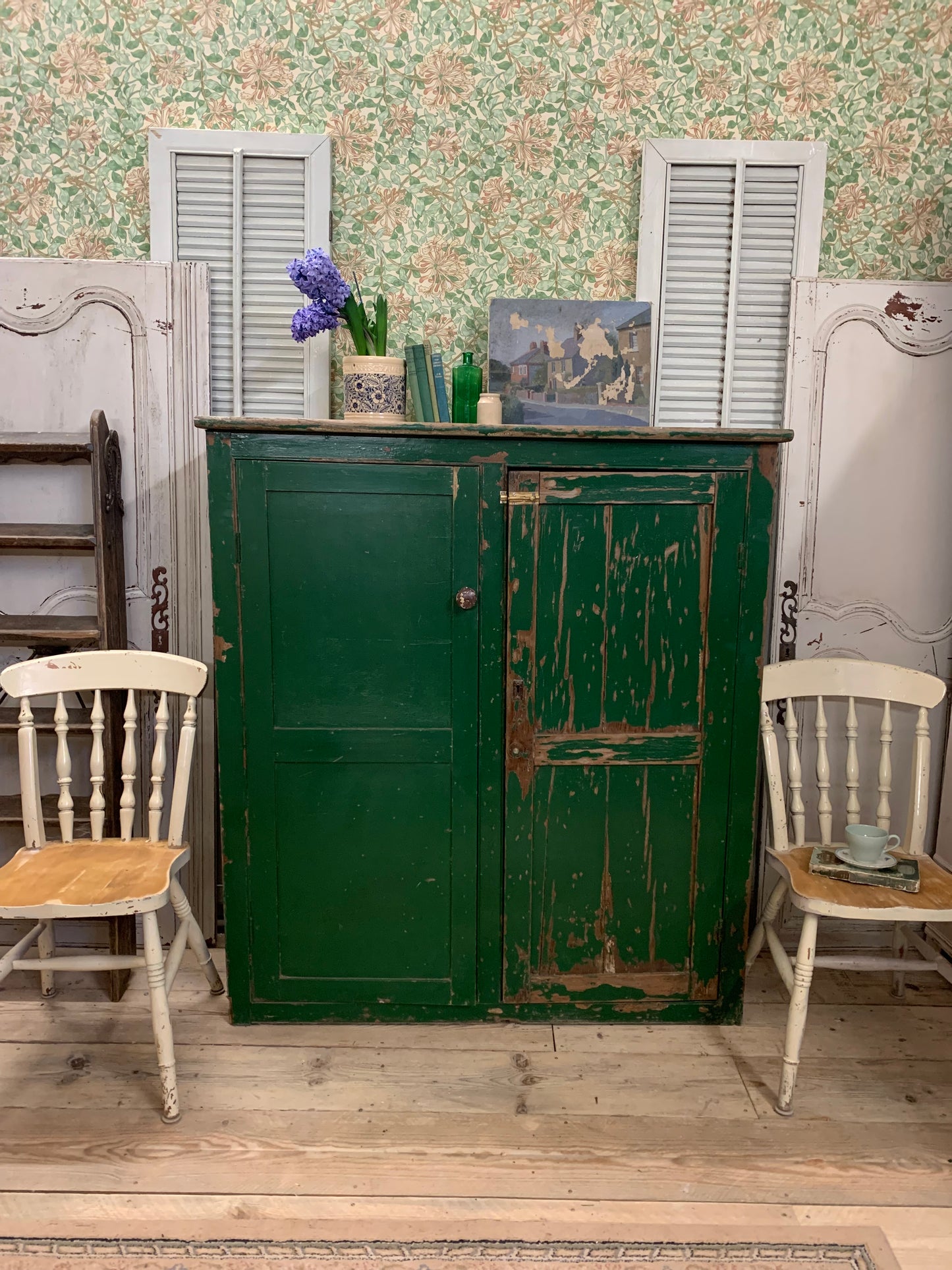 Green Chippy Paint Cupboard