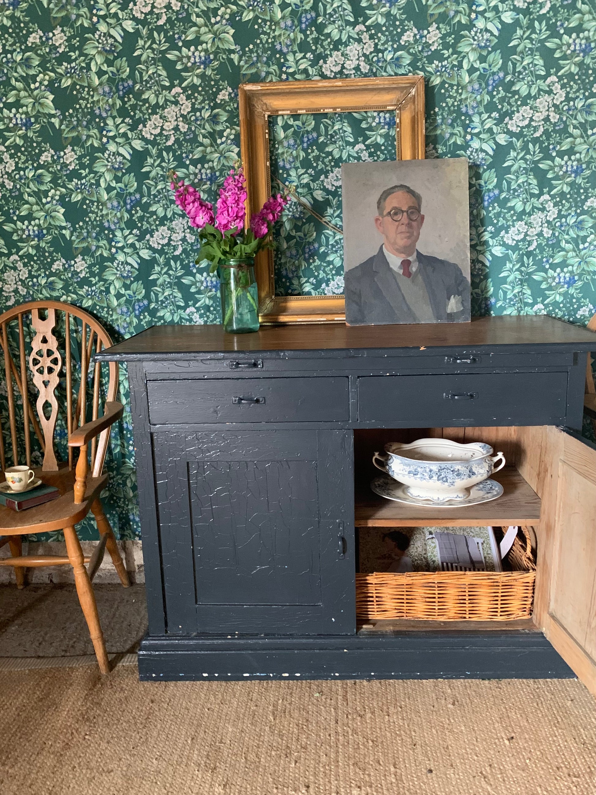 French Chippy Paint Cupboard - Dovetail Vintage Co