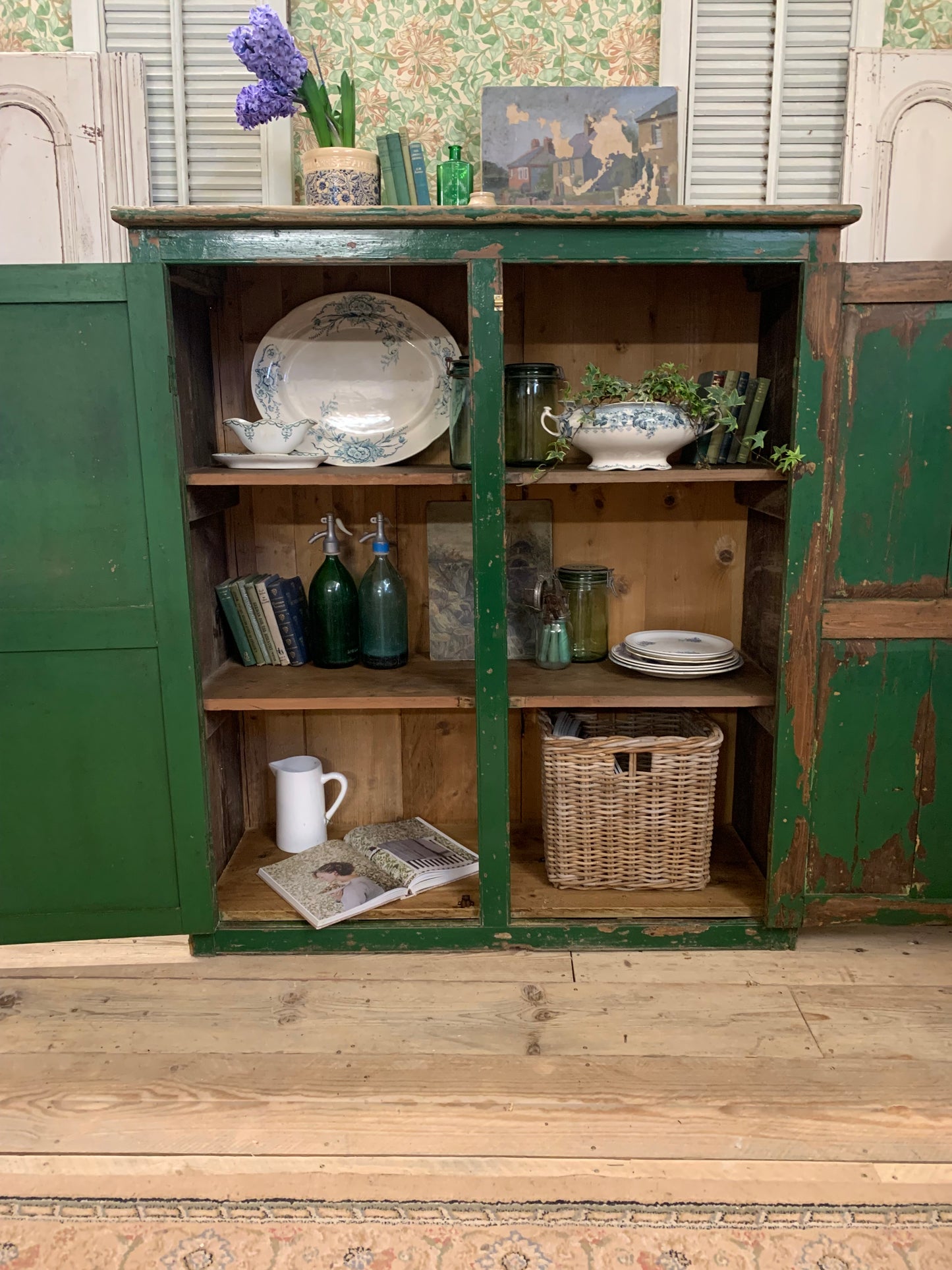 Green Chippy Paint Cupboard