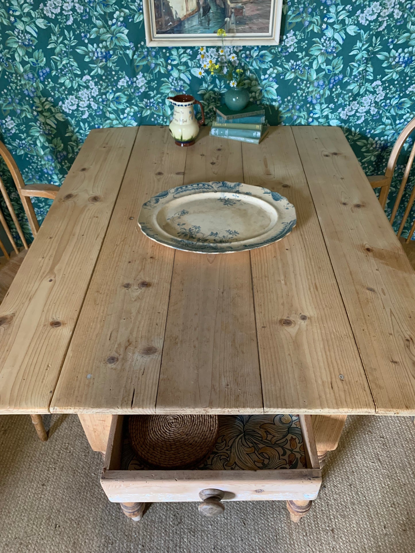 Pine Table with Leaves