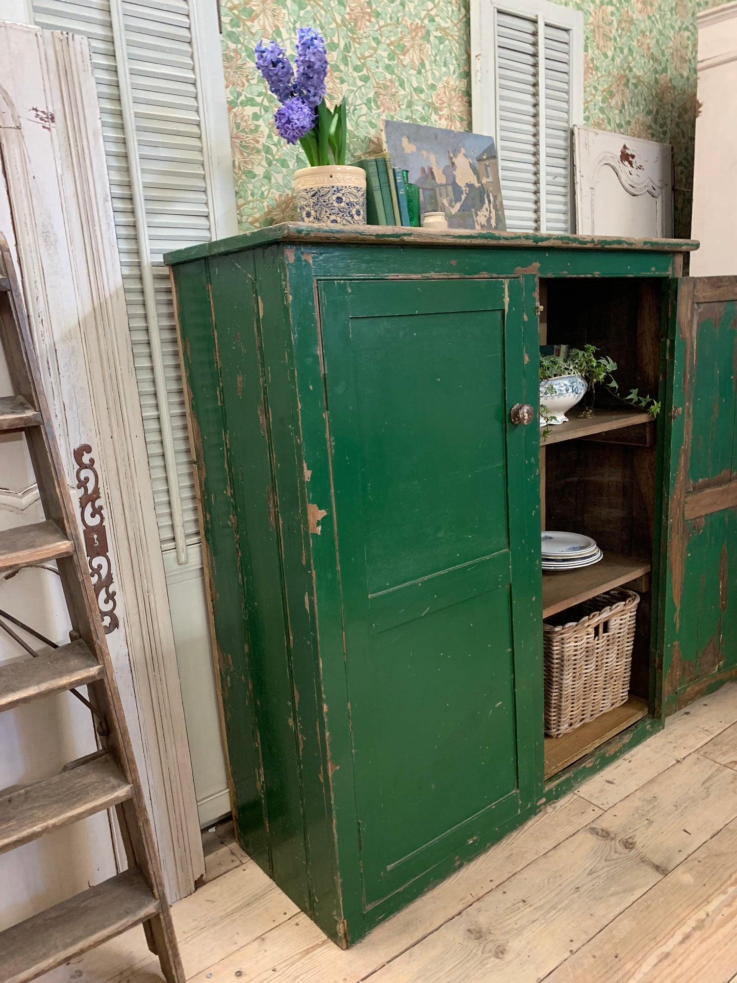 Green Chippy Paint Cupboard