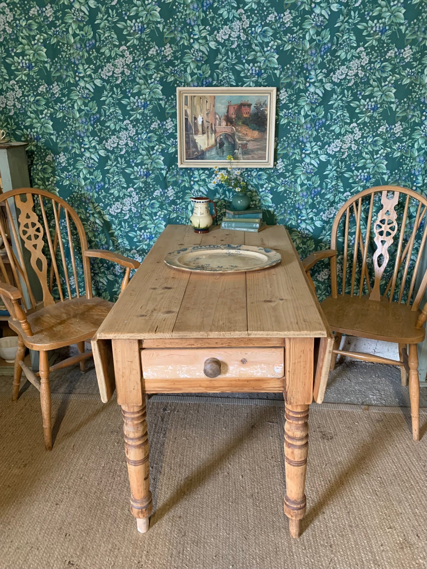 Pine Table with Leaves
