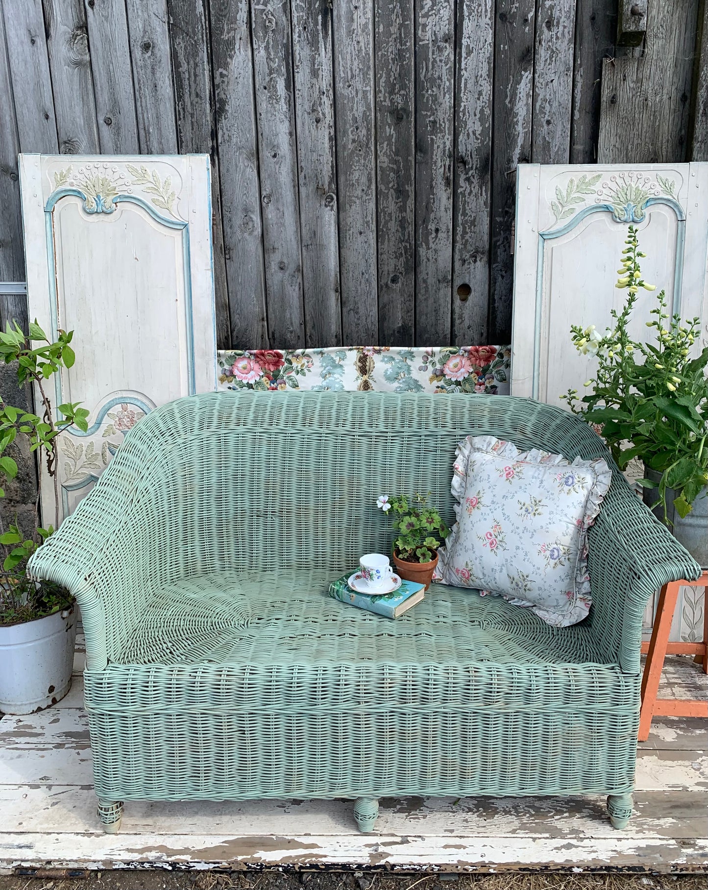 Wicker two seater sofa