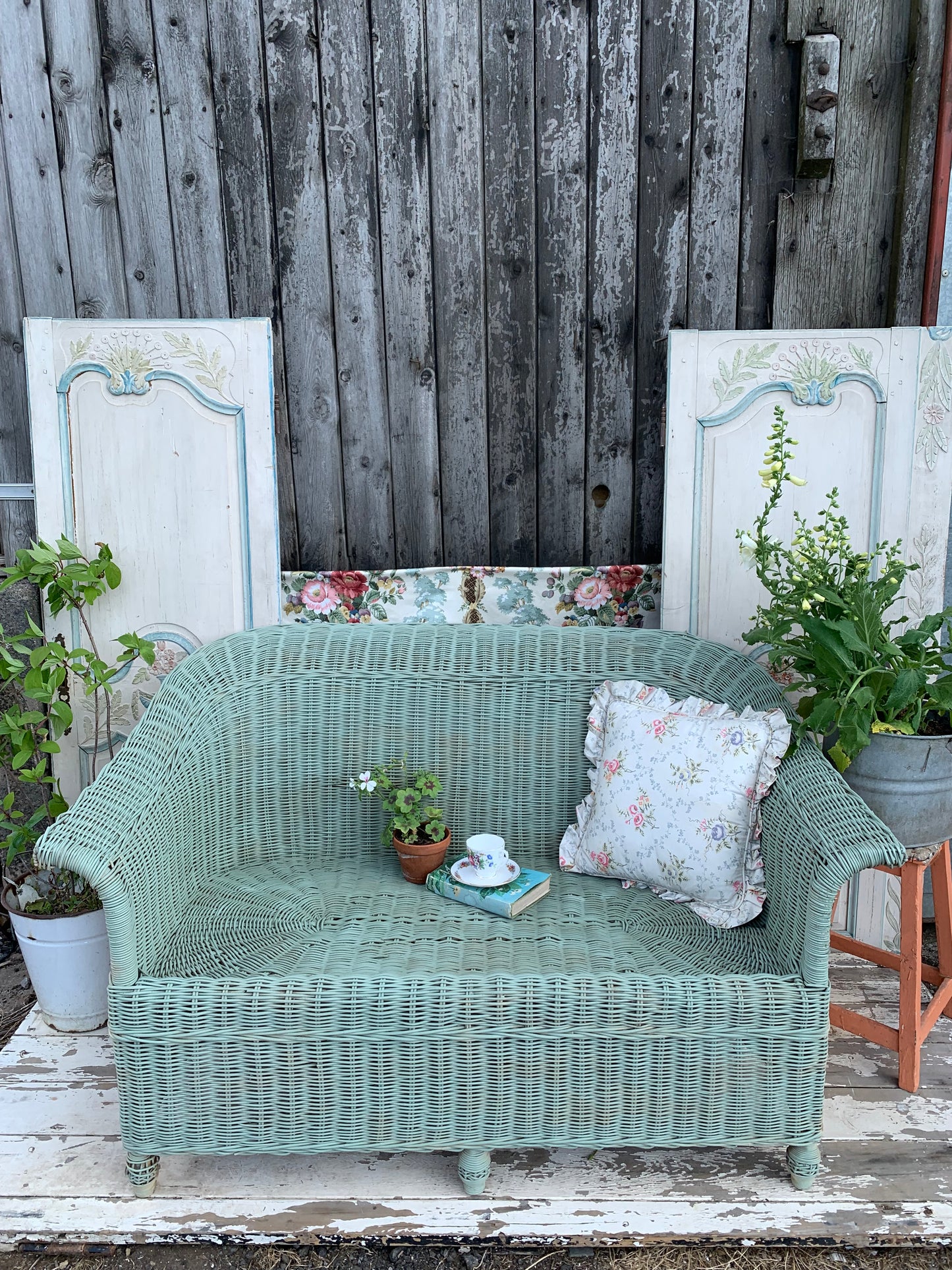 Wicker two seater sofa