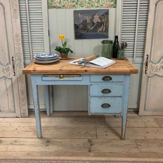 Blue Chippy Paint Serving Table/Desk.