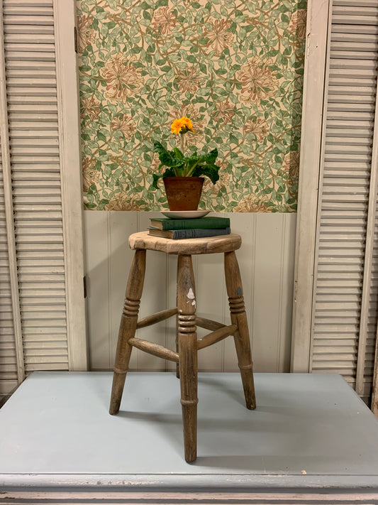 Brown rustic wooden stool, perfect as a plant stand