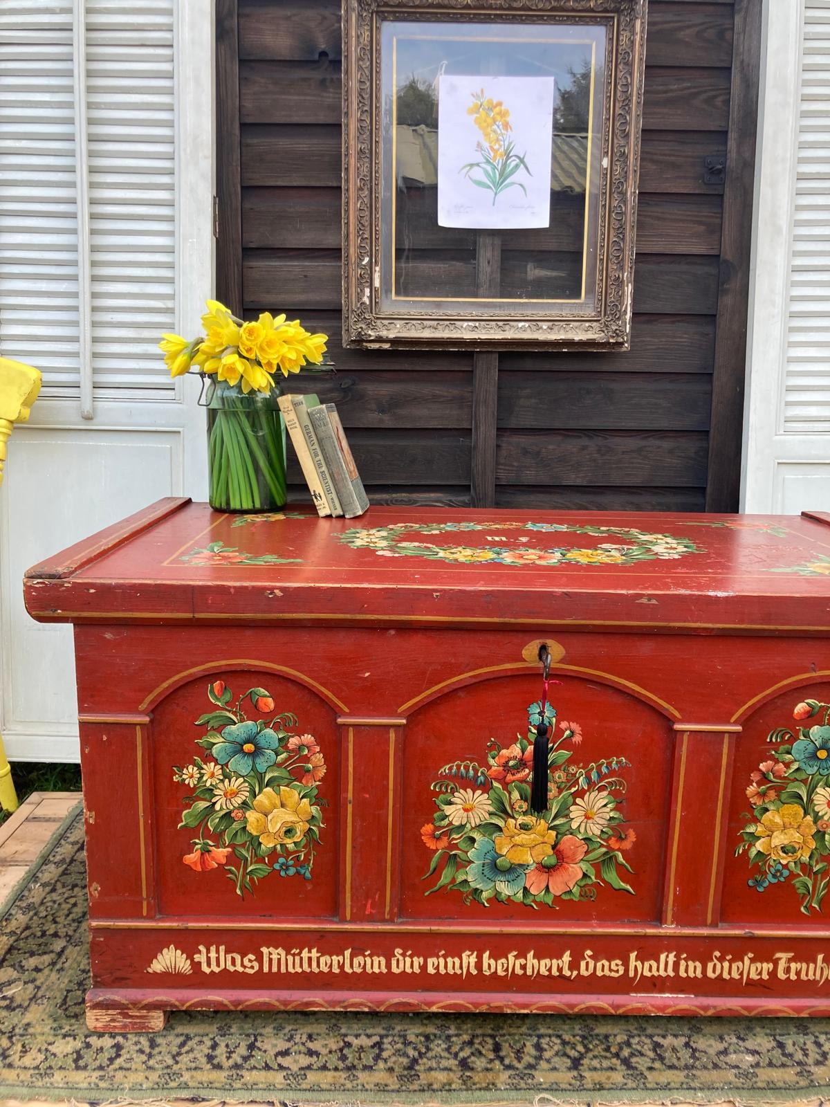 Vintage German Marriage Trunk - Dovetail Vintage Co