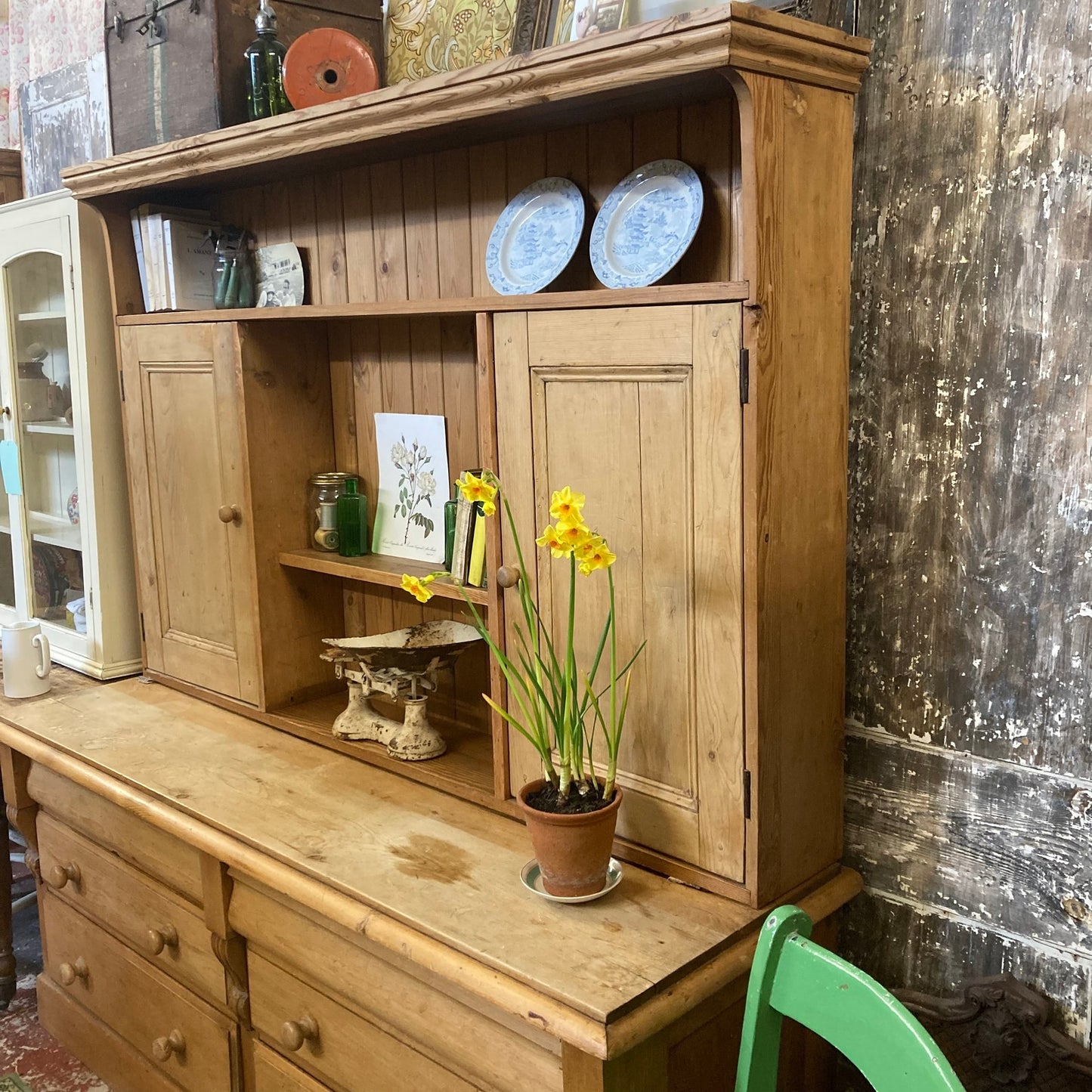 Large Vintage Antique Pine Dresser - Dovetail Vintage Co