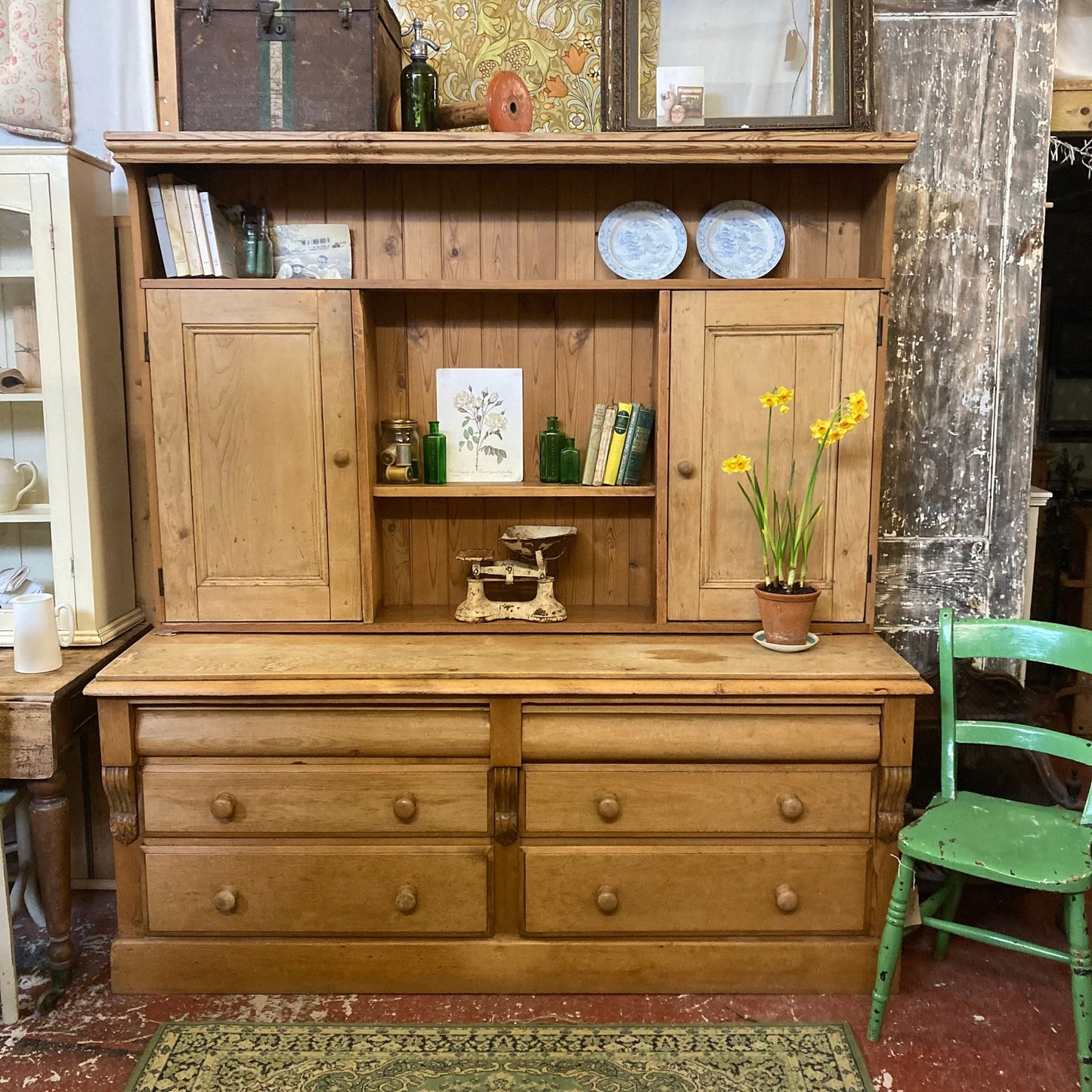 Large Vintage Antique Pine Dresser - Dovetail Vintage Co