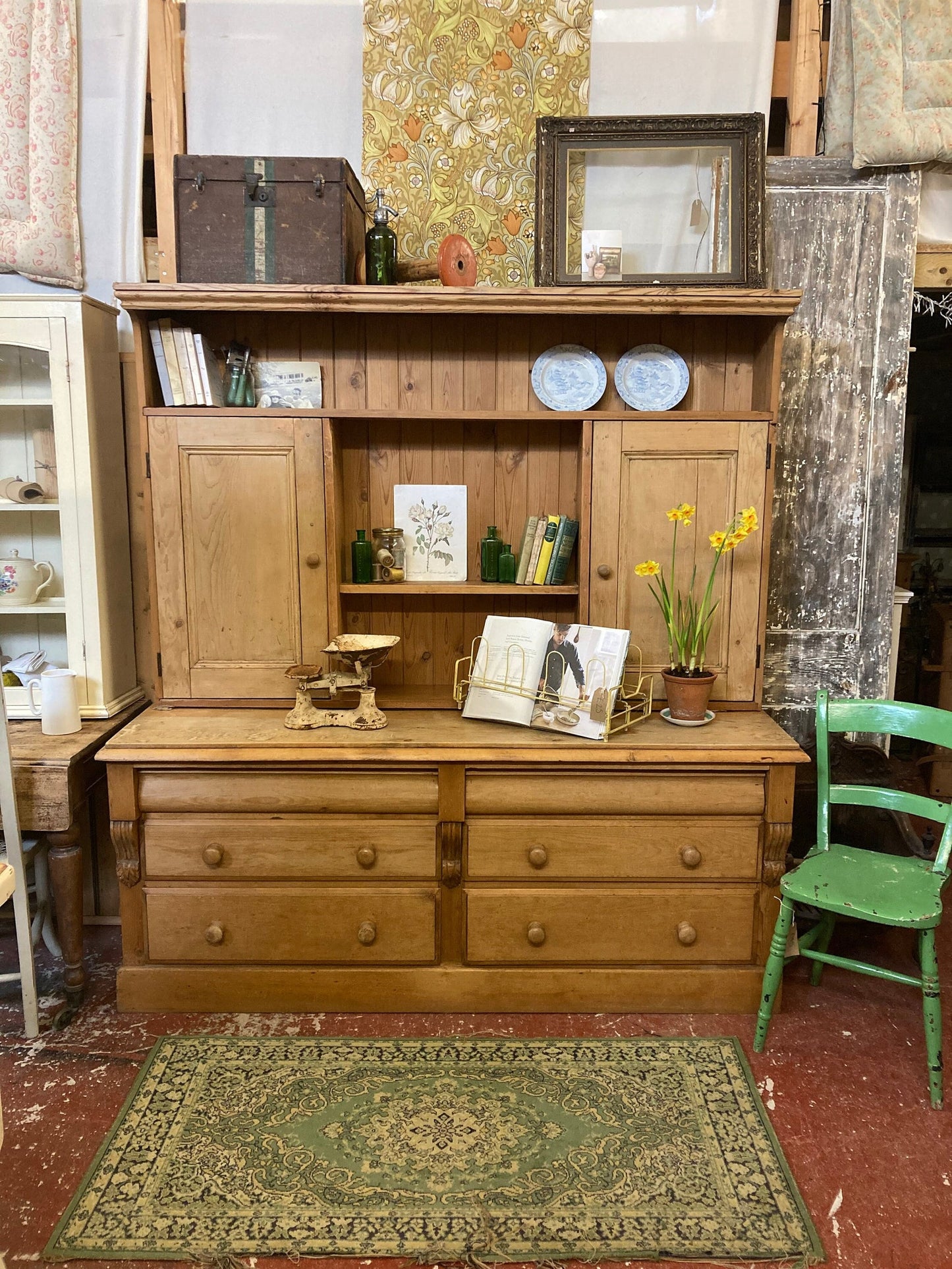 Large Vintage Antique Pine Dresser - Dovetail Vintage Co