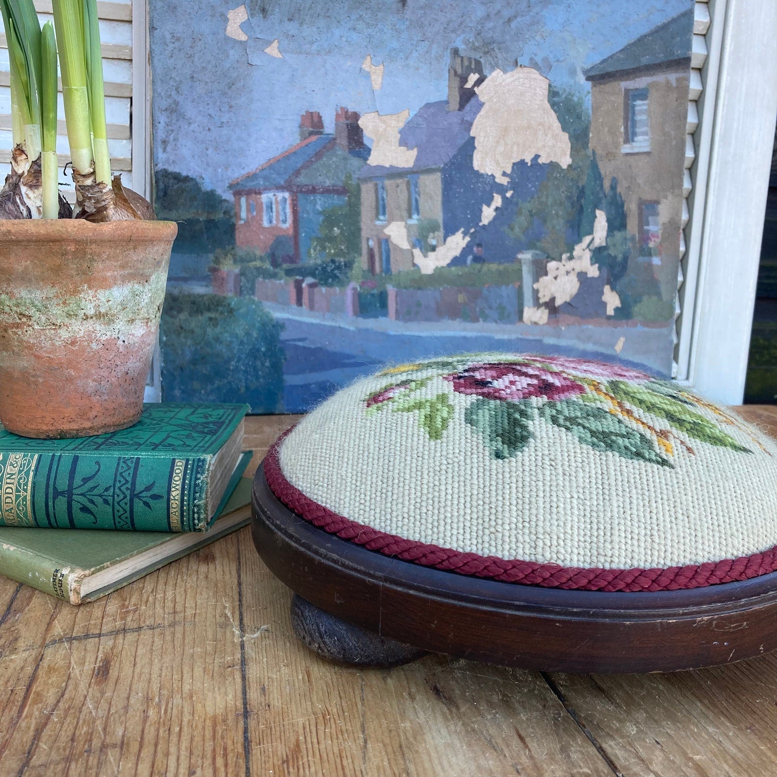 Vintage Floral Footstool - Dovetail Vintage Co