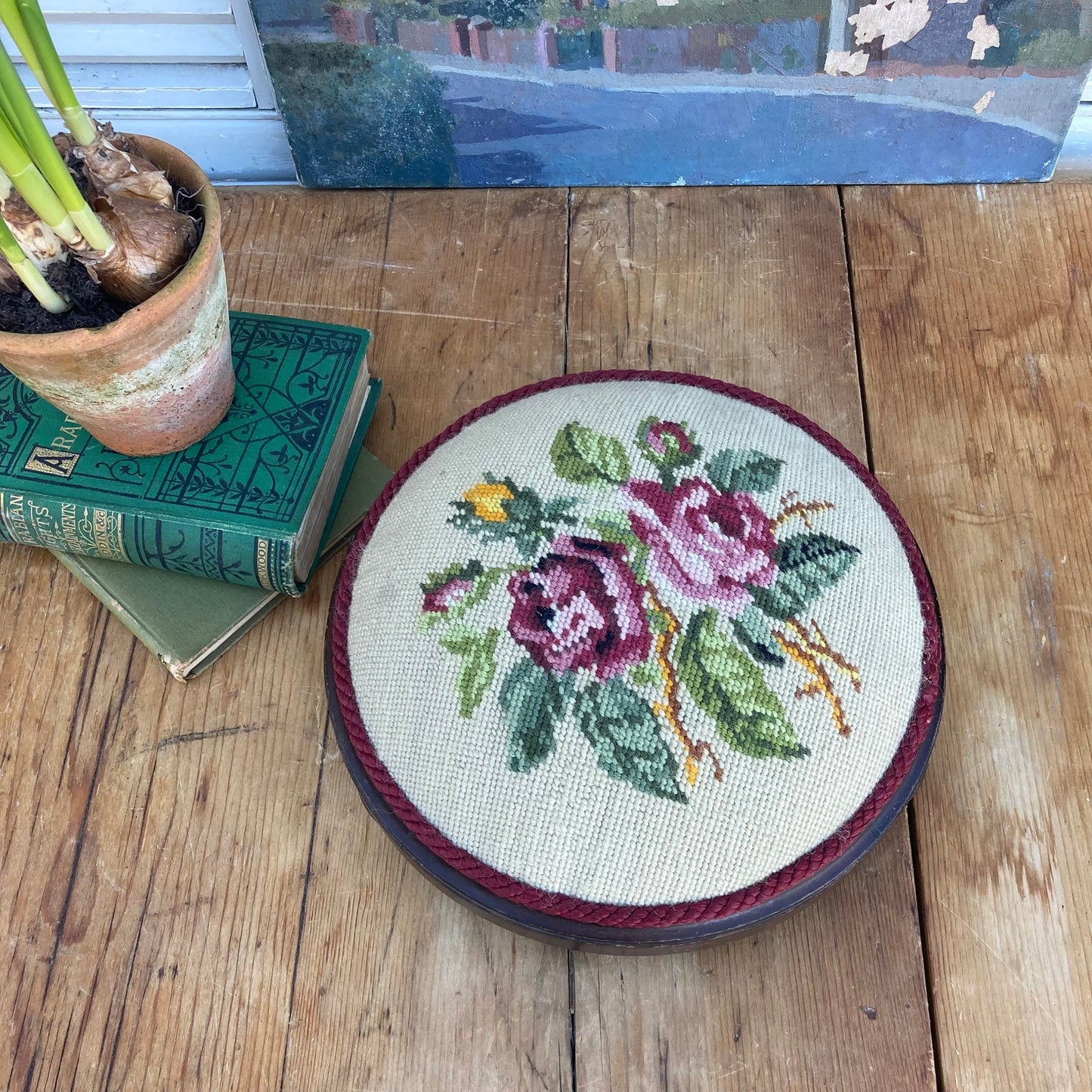 Vintage Floral Footstool - Dovetail Vintage Co