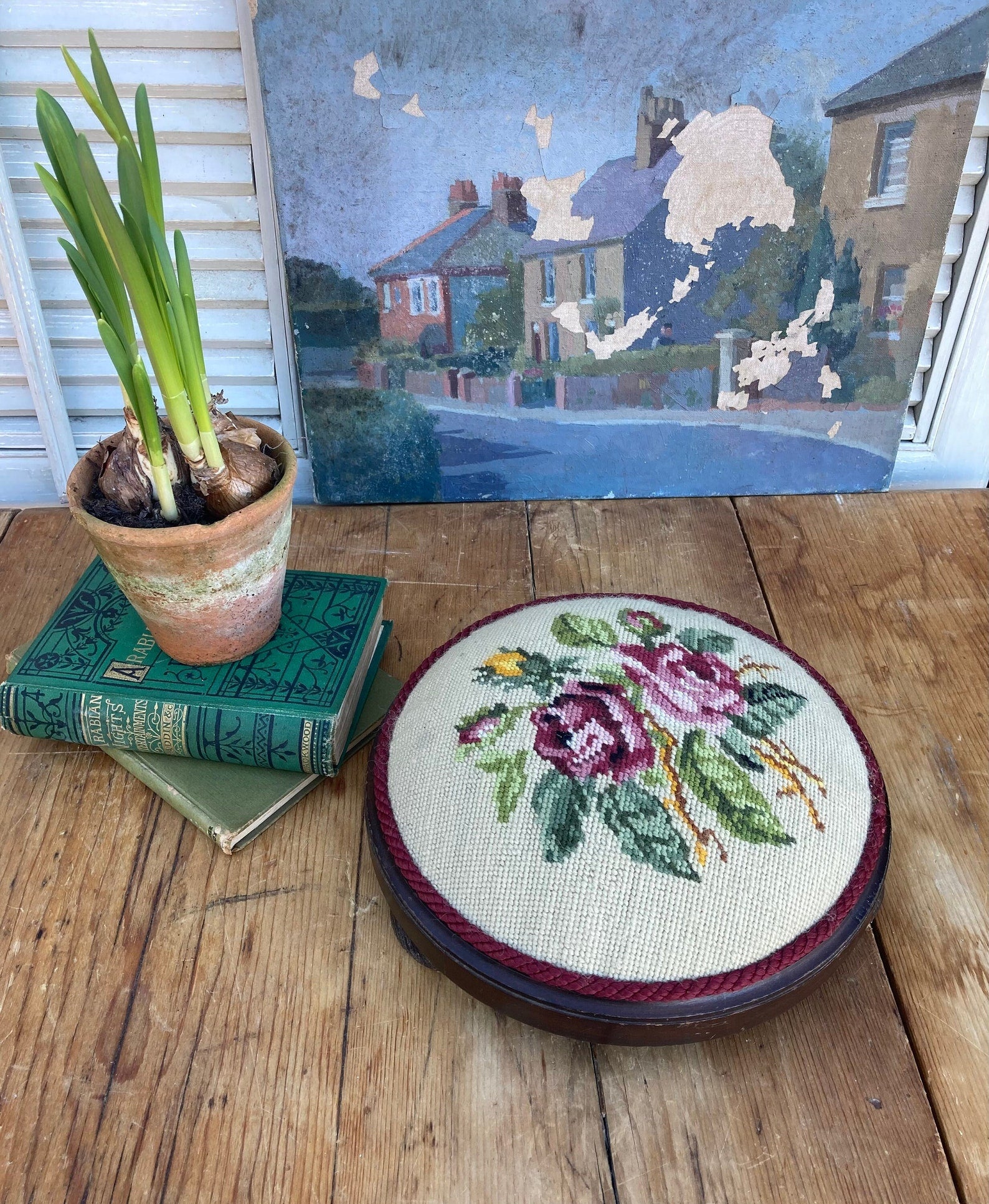 Vintage Floral Footstool - Dovetail Vintage Co