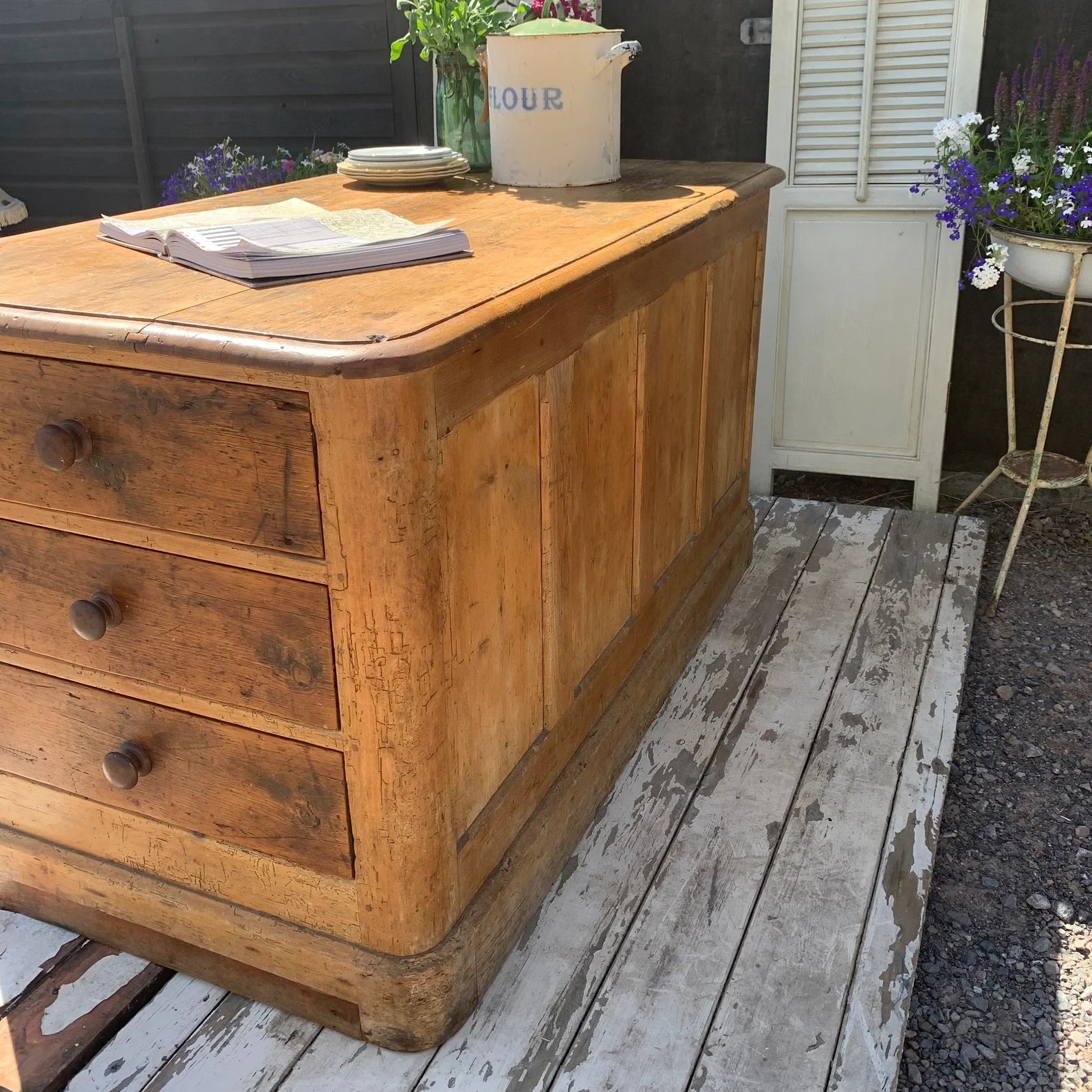 Vintage Antique Pine Kitchen Island - Dovetail Vintage Co