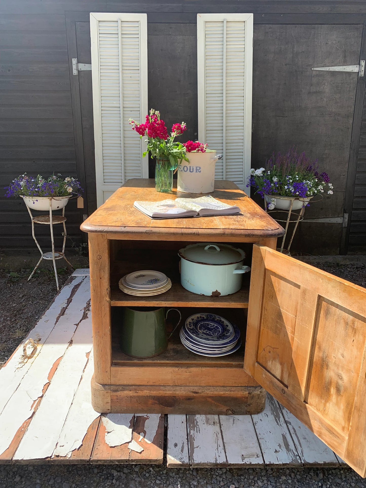 Vintage Antique Pine Kitchen Island - Dovetail Vintage Co