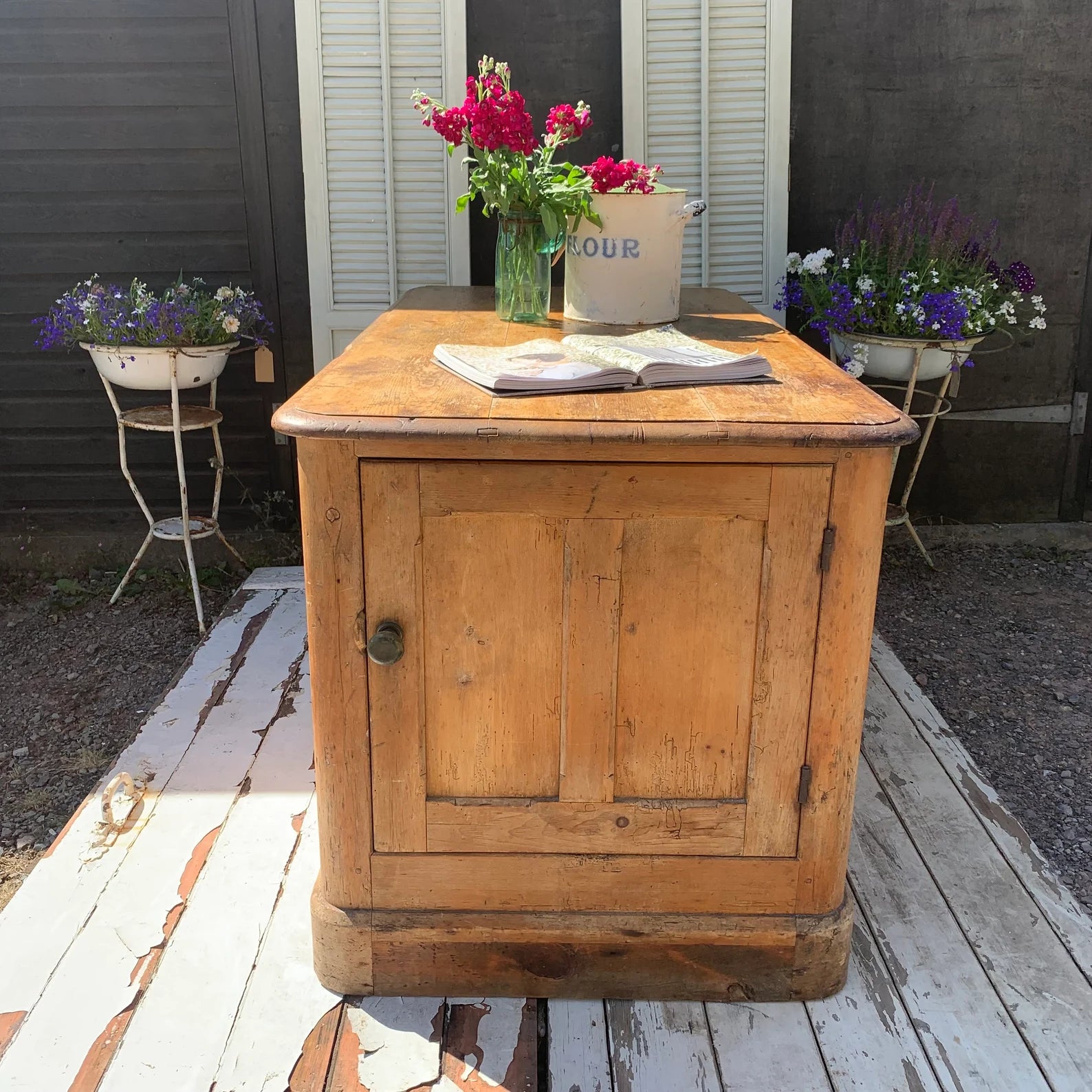 Vintage Antique Pine Kitchen Island - Dovetail Vintage Co