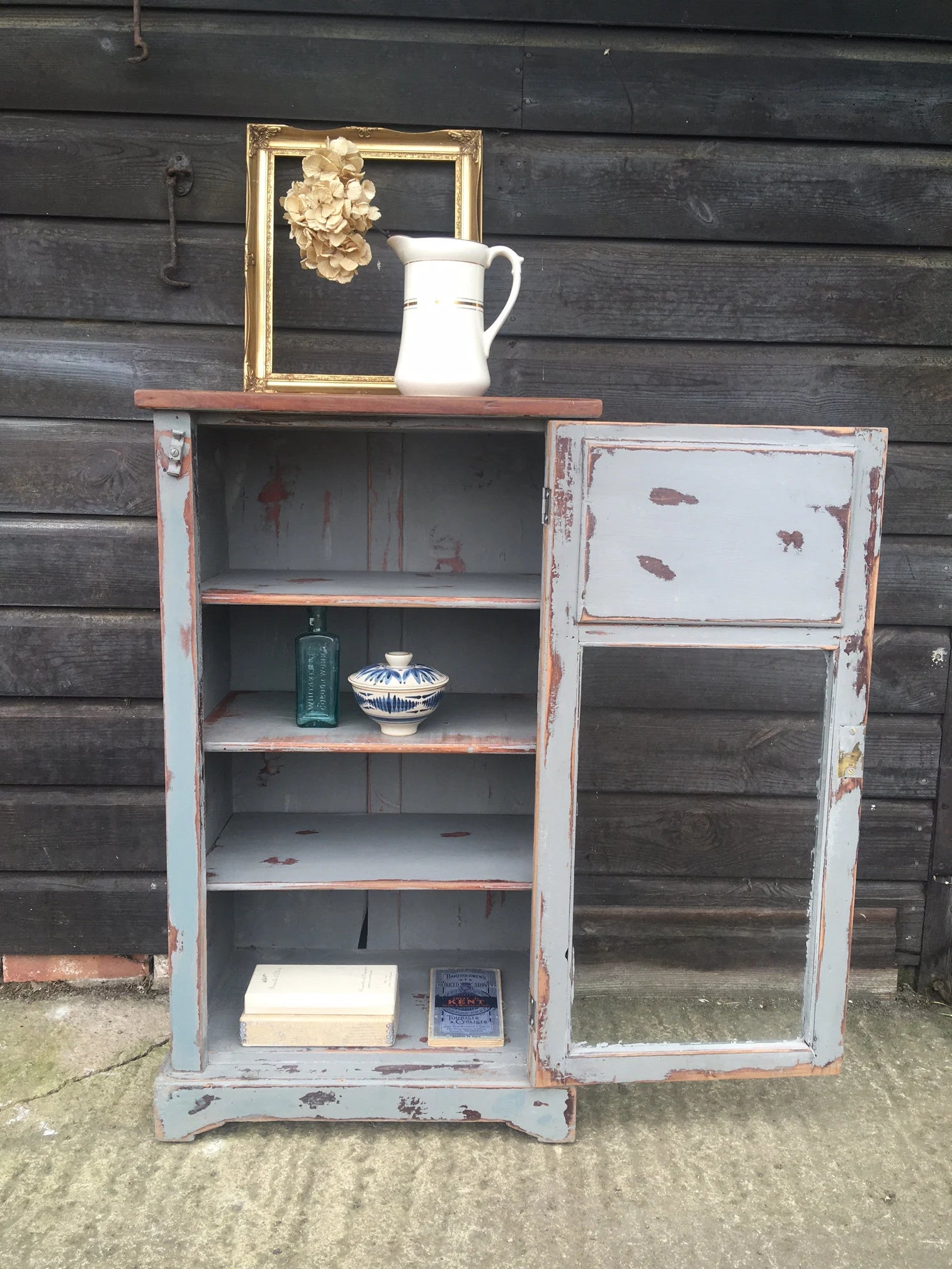 Small Grey Vintage Cupboard - Dovetail Vintage Co