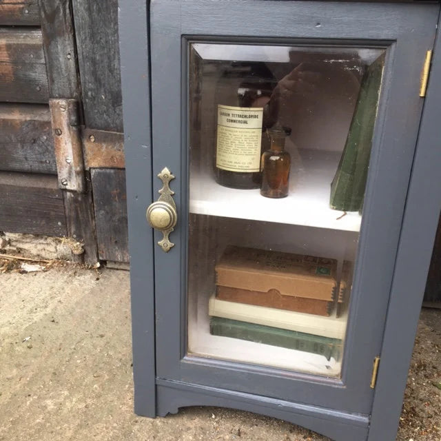 Vintage Dark Grey Cupboard with Glass door - Dovetail Vintage Co