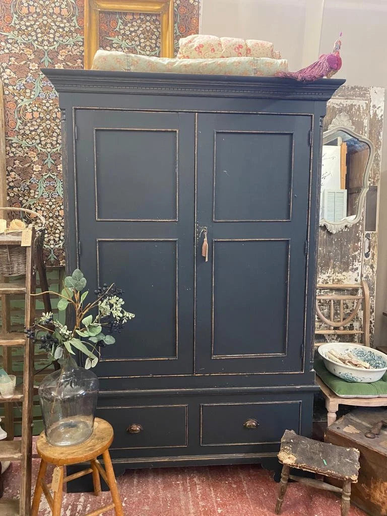 Vintage Wardrobe Dark Blue Farrow & Ball paint - Dovetail Vintage Co