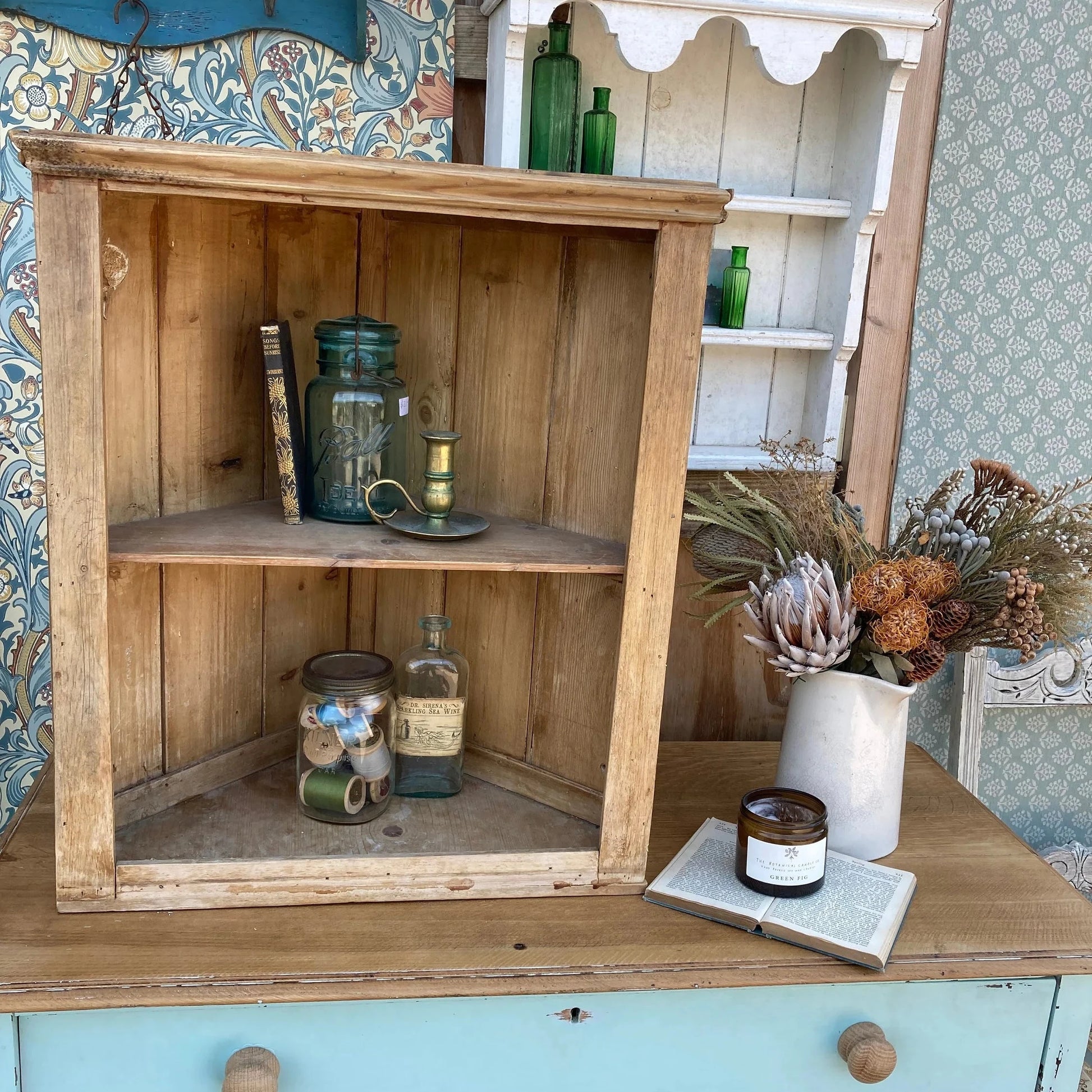 Antique Pine Corner Cabinet - Dovetail Vintage Co