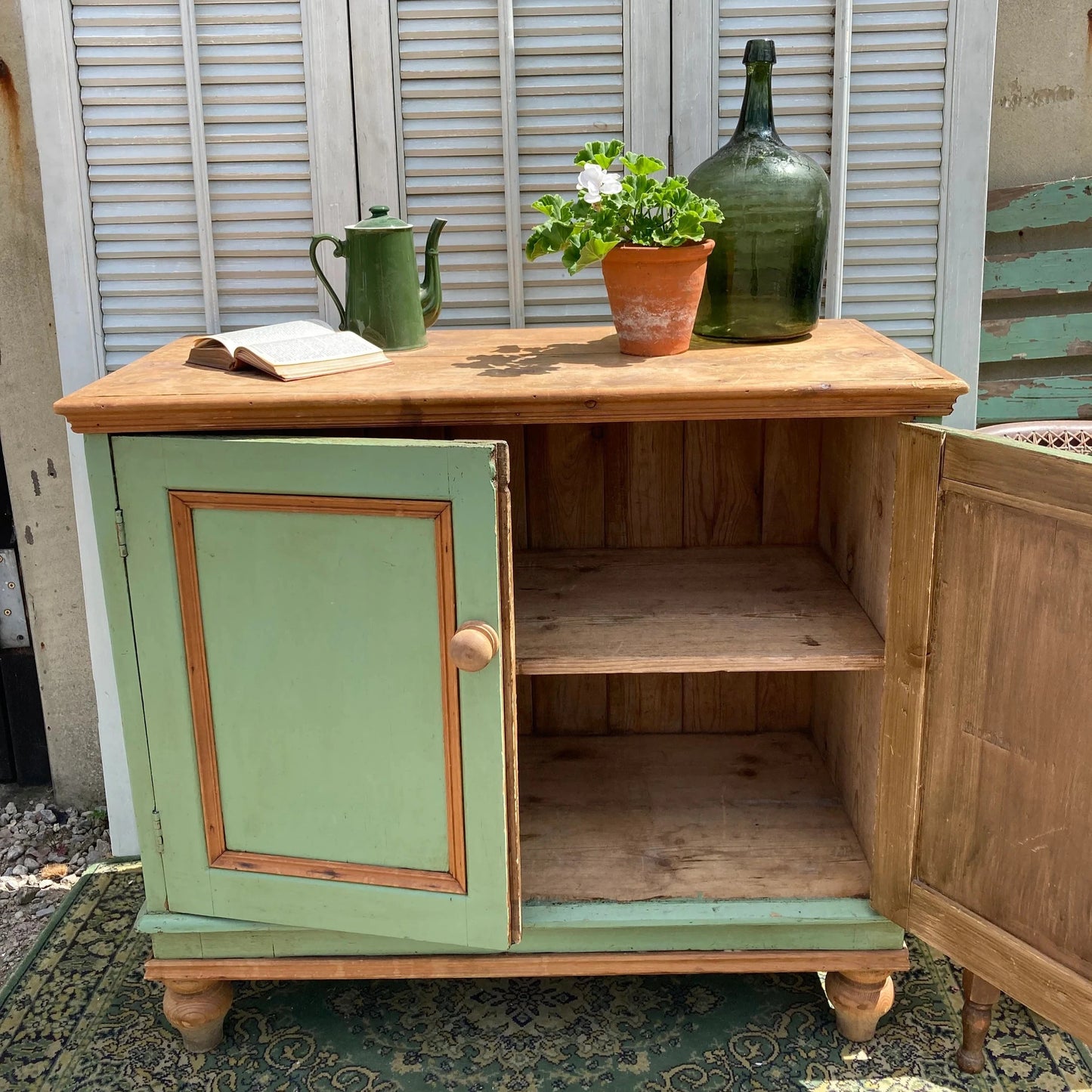 Vintage Green Painted Cupboard - Dovetail Vintage Co