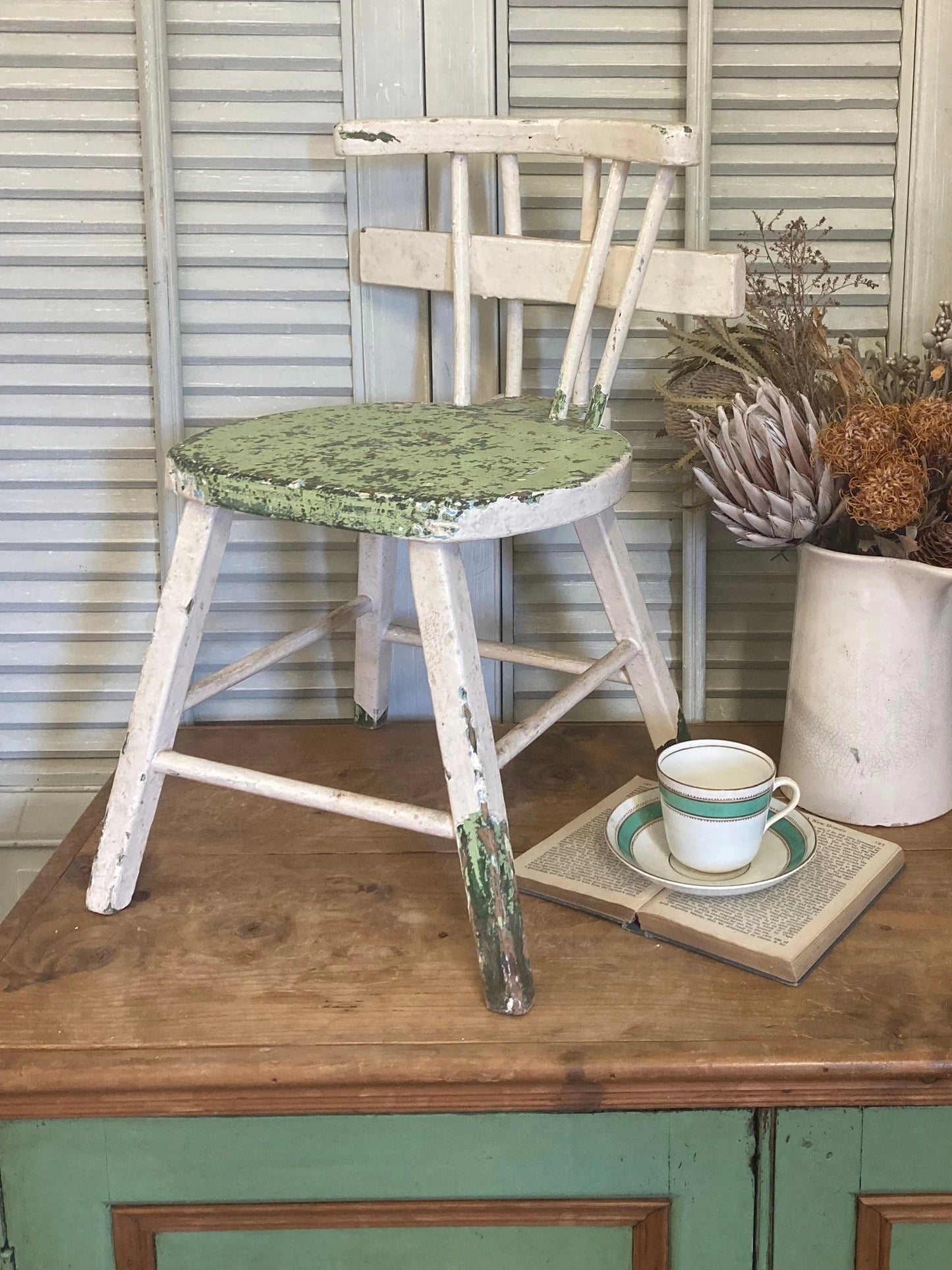 Vintage Chippy Paint Children's Chair - Dovetail Vintage Co