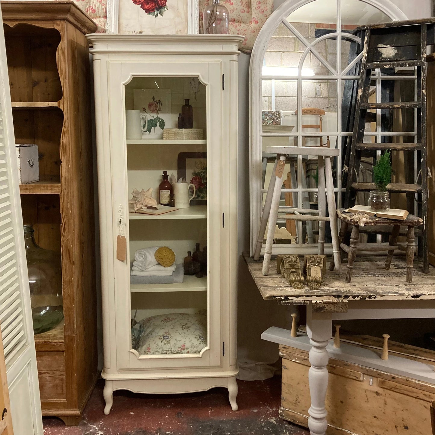 Vintage Style Tall Glass Cupboard - Dovetail Vintage Co