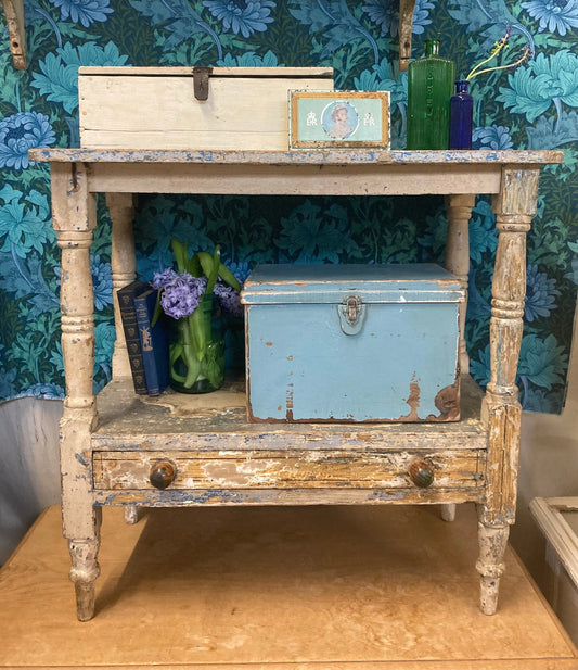 Vintage Chippy Paint Console - Dovetail Vintage Co