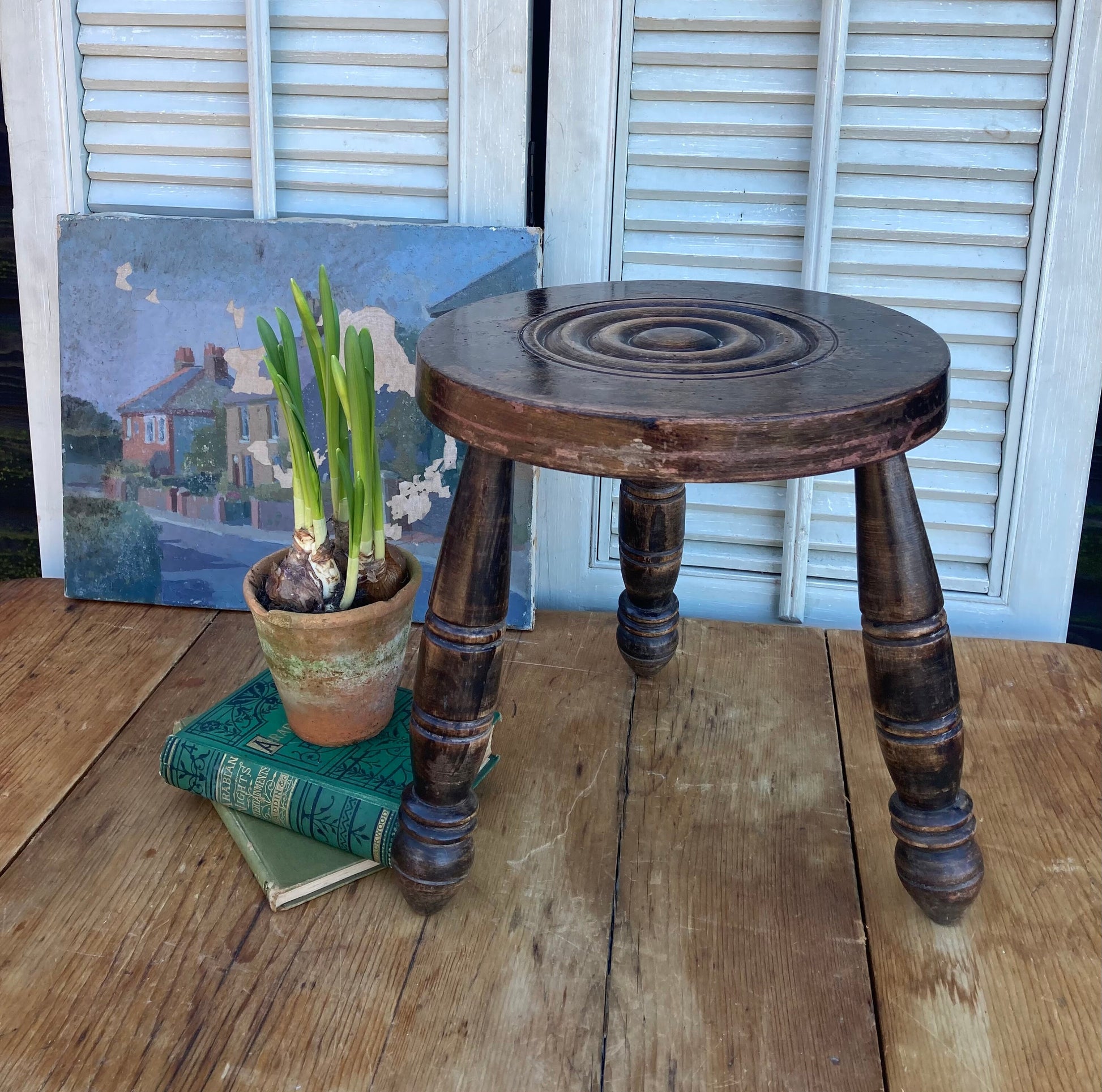 Vintage French Milking Stool - Dovetail Vintage Co