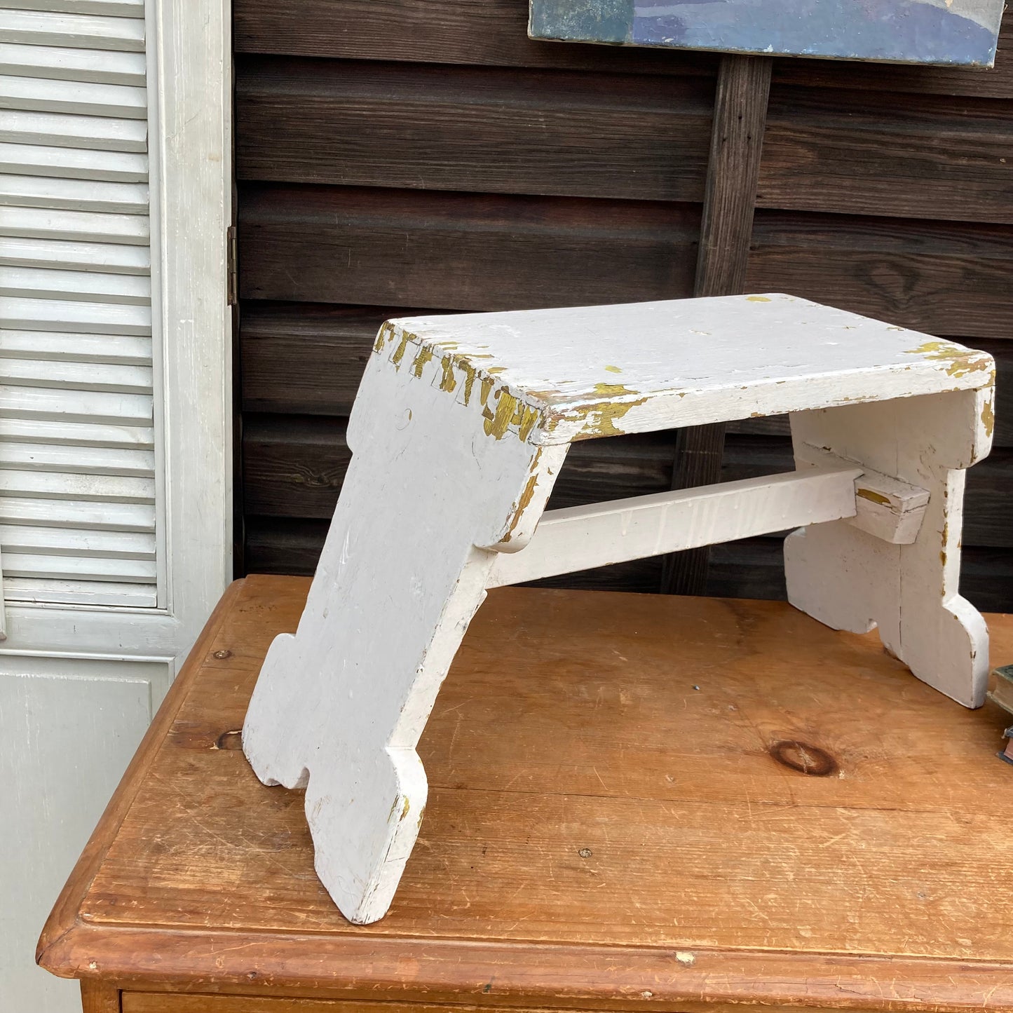 Vintage Chippy Paint Stool - Dovetail Vintage Co